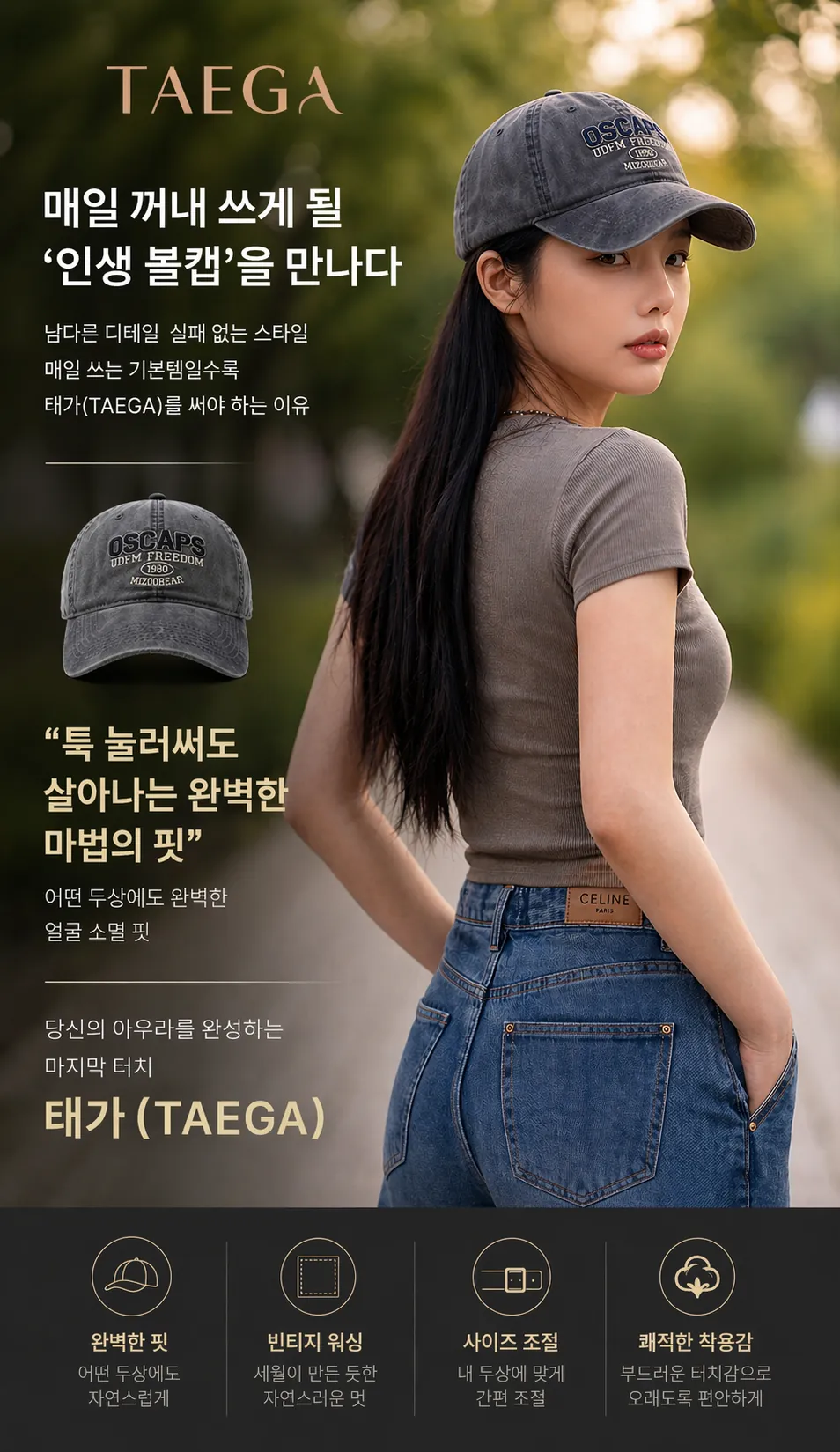 오스캡스 워시드 캡 — 상세 컷 3